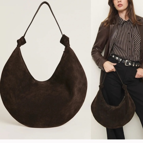 Reformation Handbags - Reformation Rhea Boss Brown Suede Knotted Hobo Bag New NWT